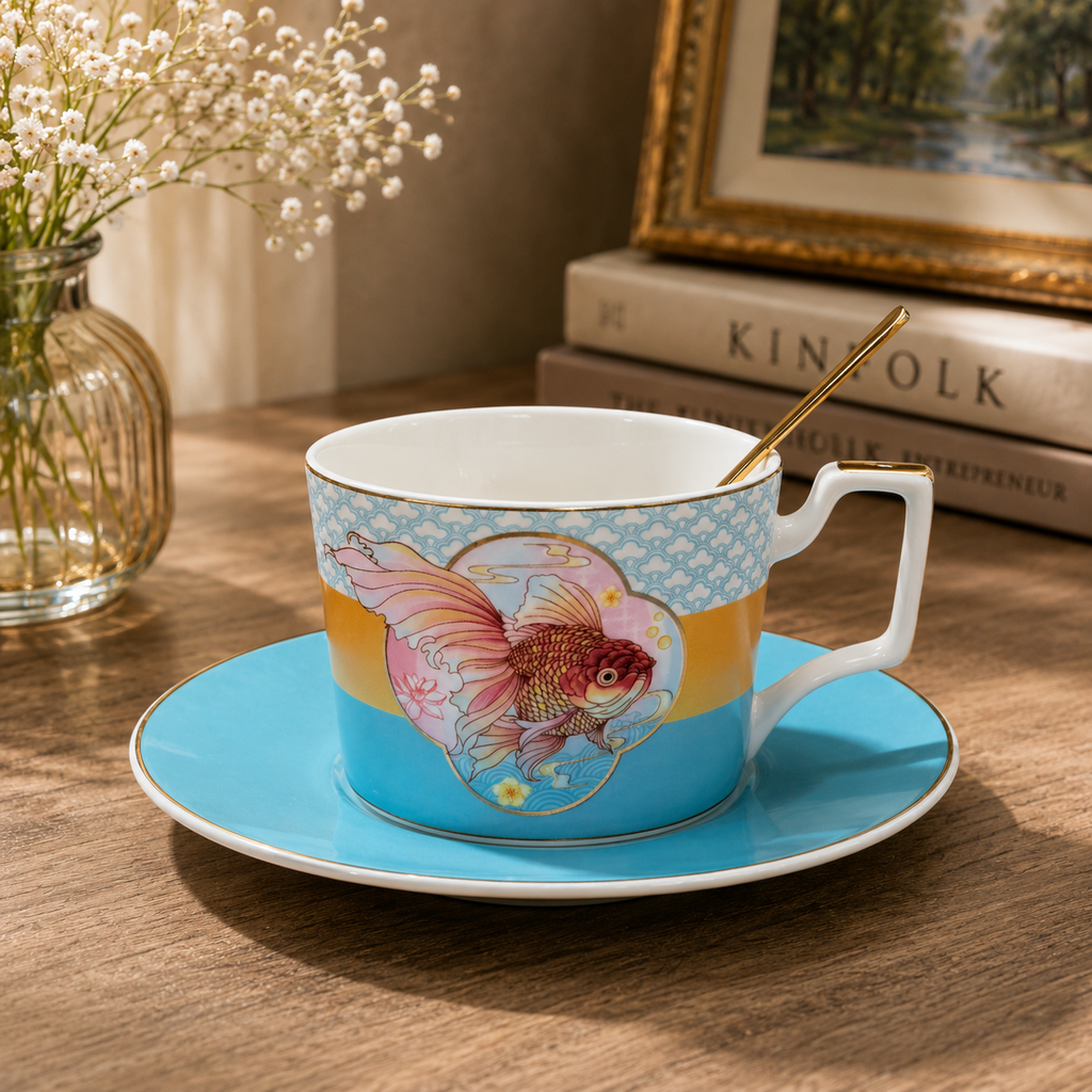 Blue Goldfish Gathering Coffee Cup