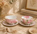 Pink Peony Coffee Pair Cups Set of 2