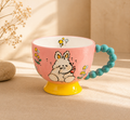 Handmade Pink Rabbit Breakfast Cup (420ml)