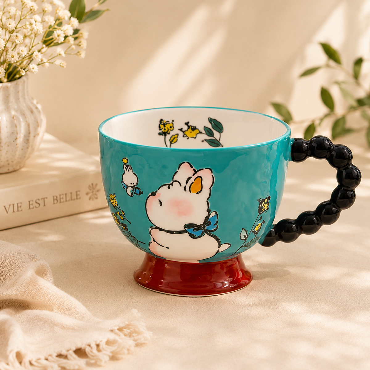 Handmade Blue Rabbit Breakfast Cup