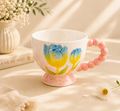Handmade Blue & Gold Tulip Breakfast Cup (420ml)