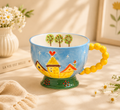 Handmade Blue Castle Breakfast Cup (420ml)