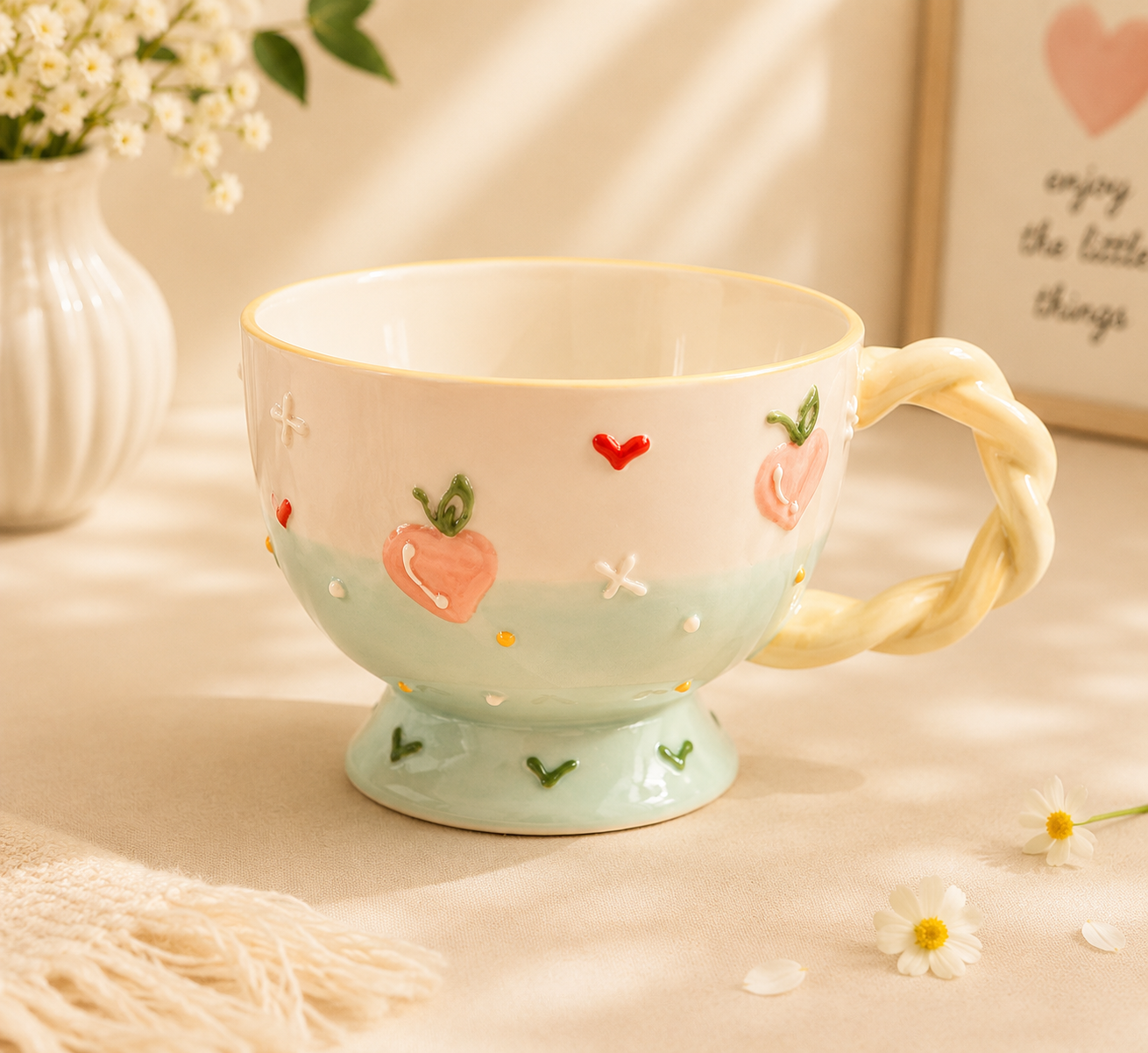 Handmade Peach Breakfast Cup (420ml)