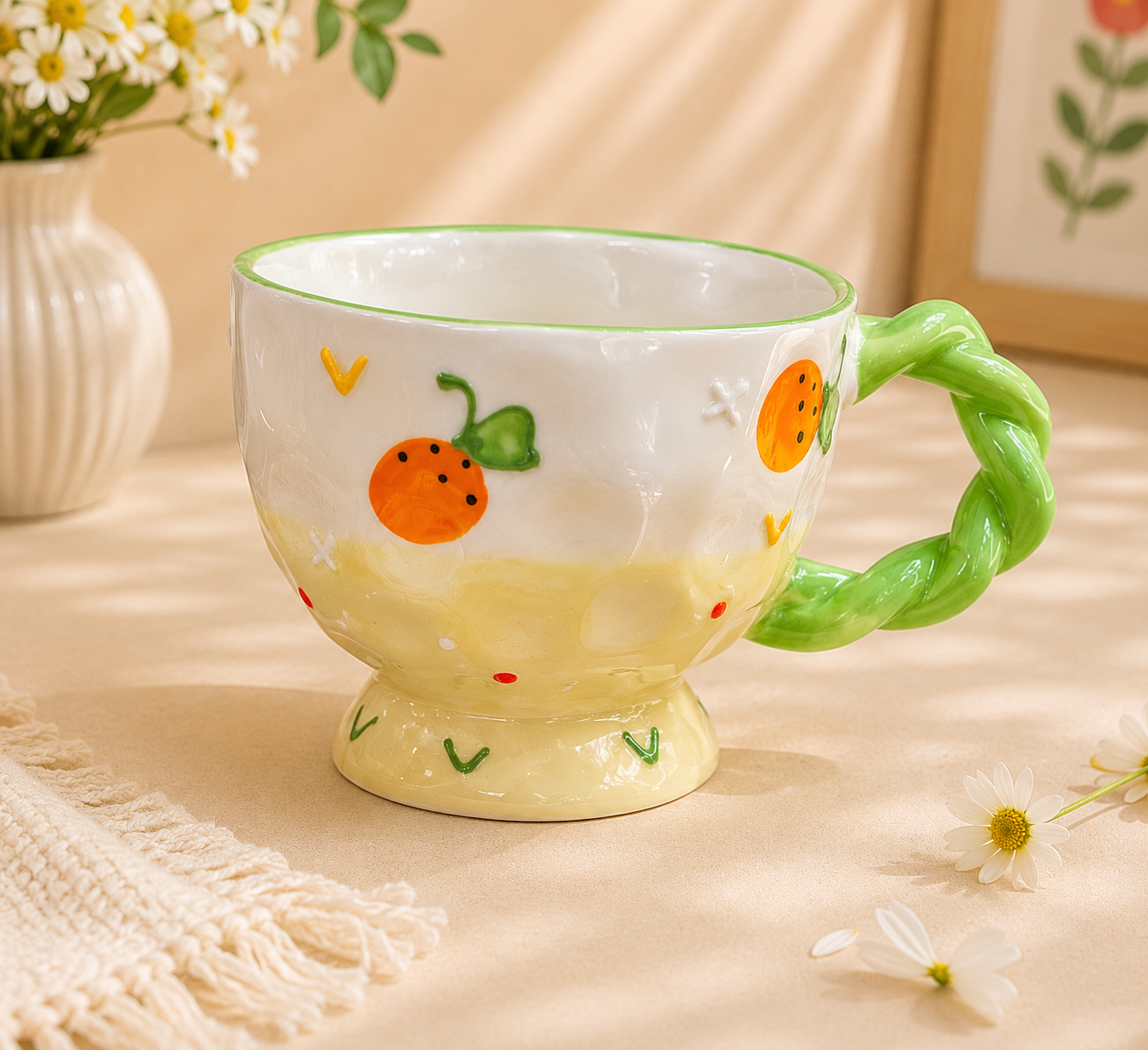 Handmade Orange Breakfast Cup (420ml)