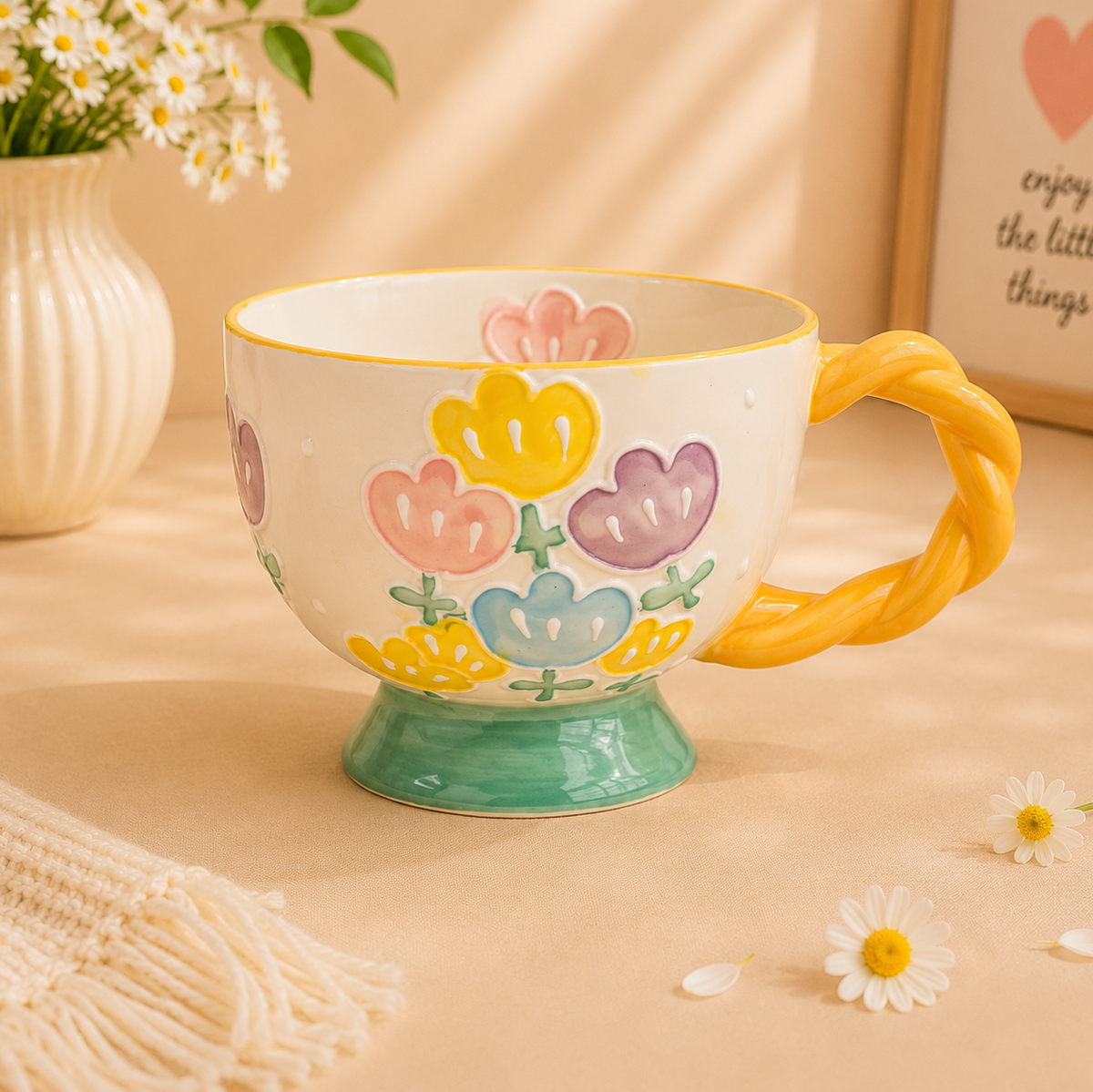 Handmade Four Color Tulip Breakfast Cup