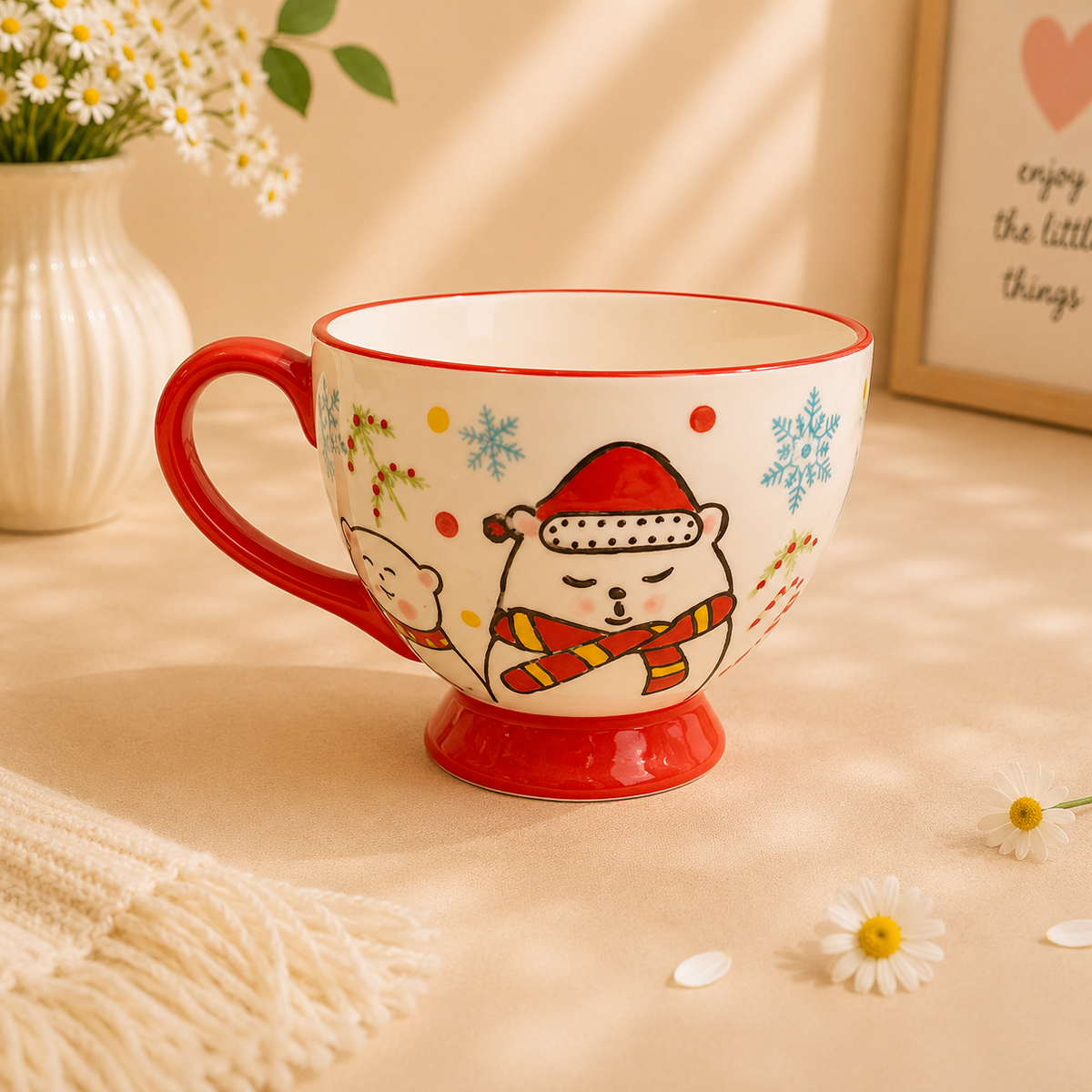 Handmade Scarf Bear Red Breakfast Cup