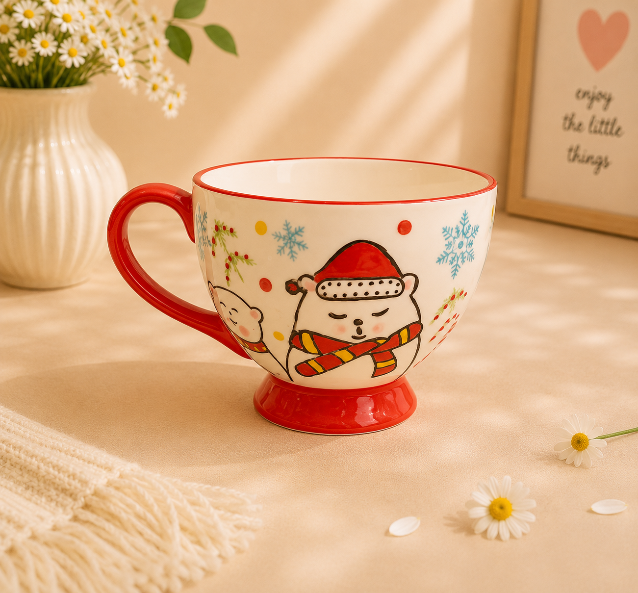 Handmade Scarf Bear Red Breakfast Cup (420ml)