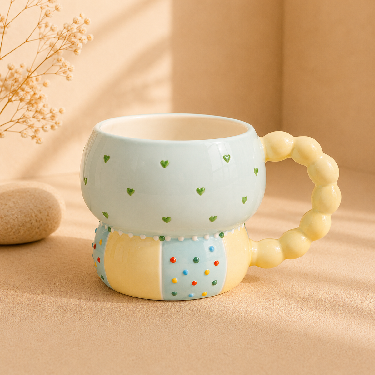 Handmade Yellow Patchwork Gourd Breakfast Cup
