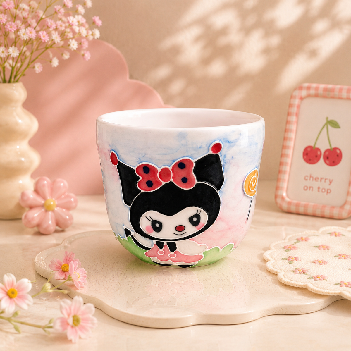 Handmade Sweet Kitty Gourd Cup