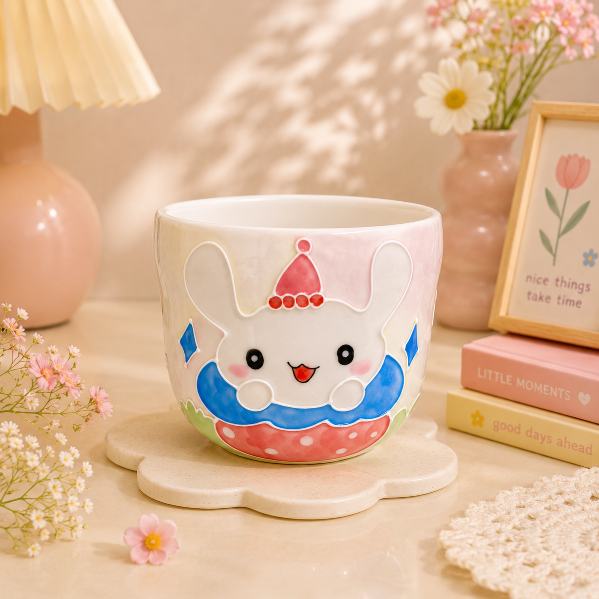 Handmade Happy Bunny Gourd Cup