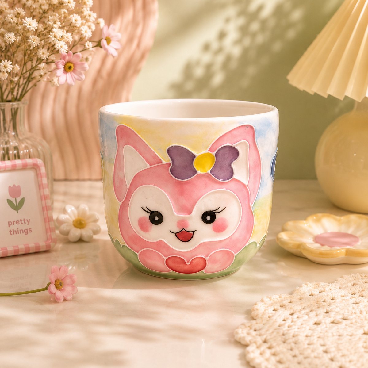 Handmade Pink Bunny Gourd Cup