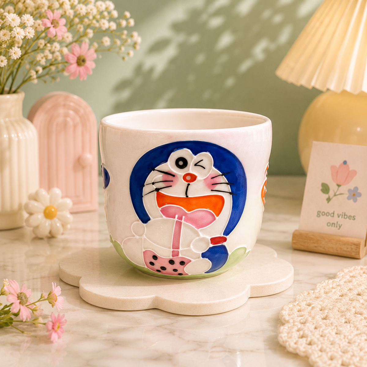 Handmade Happy Doraemon Gourd Cup