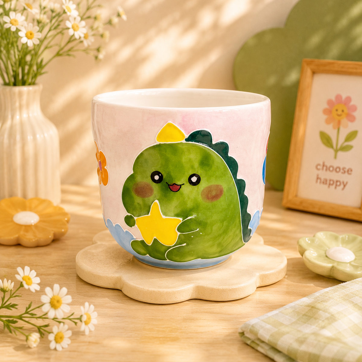 Handmade Dino Star Gourd Cup