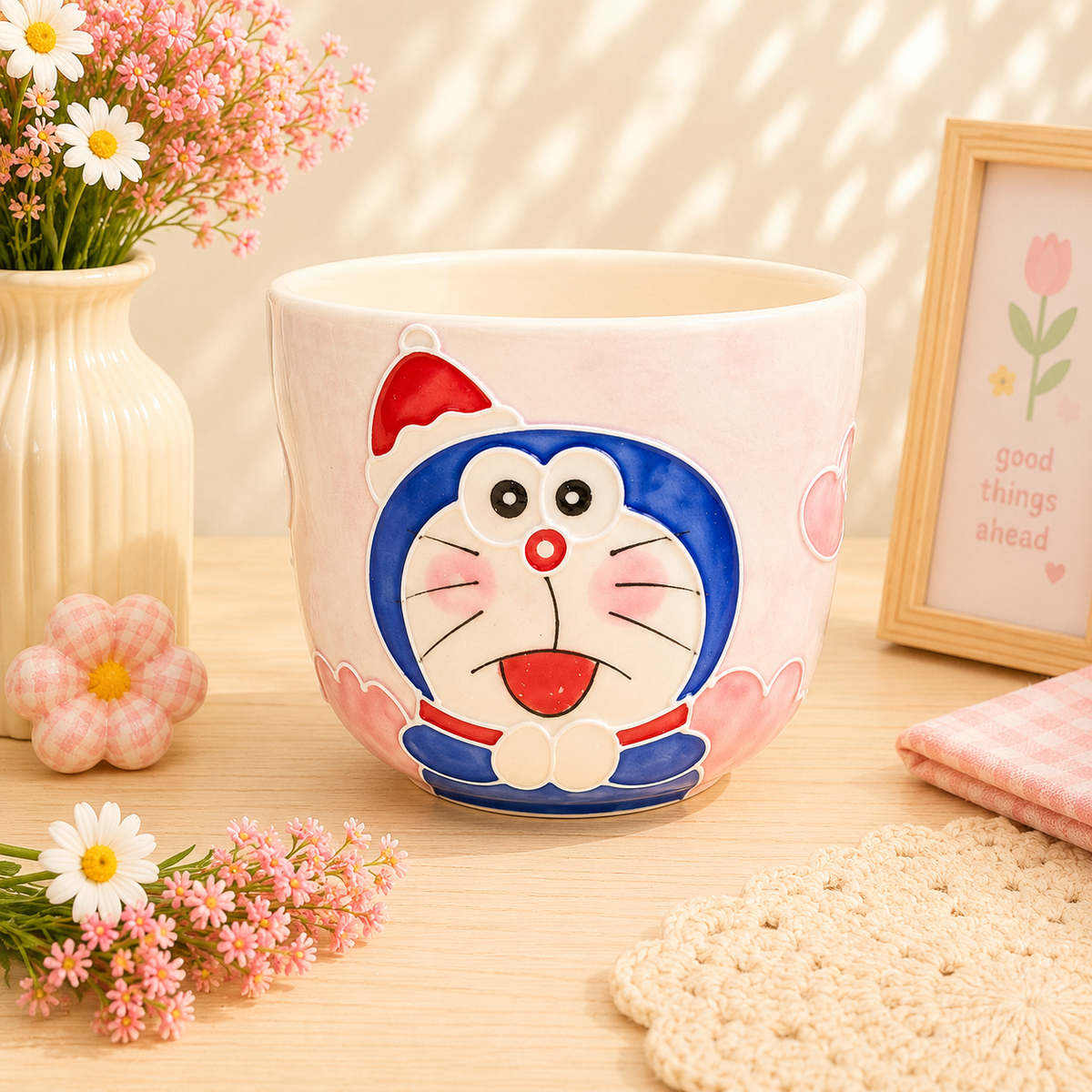 Handmade Santa Doraemon Gourd Cup