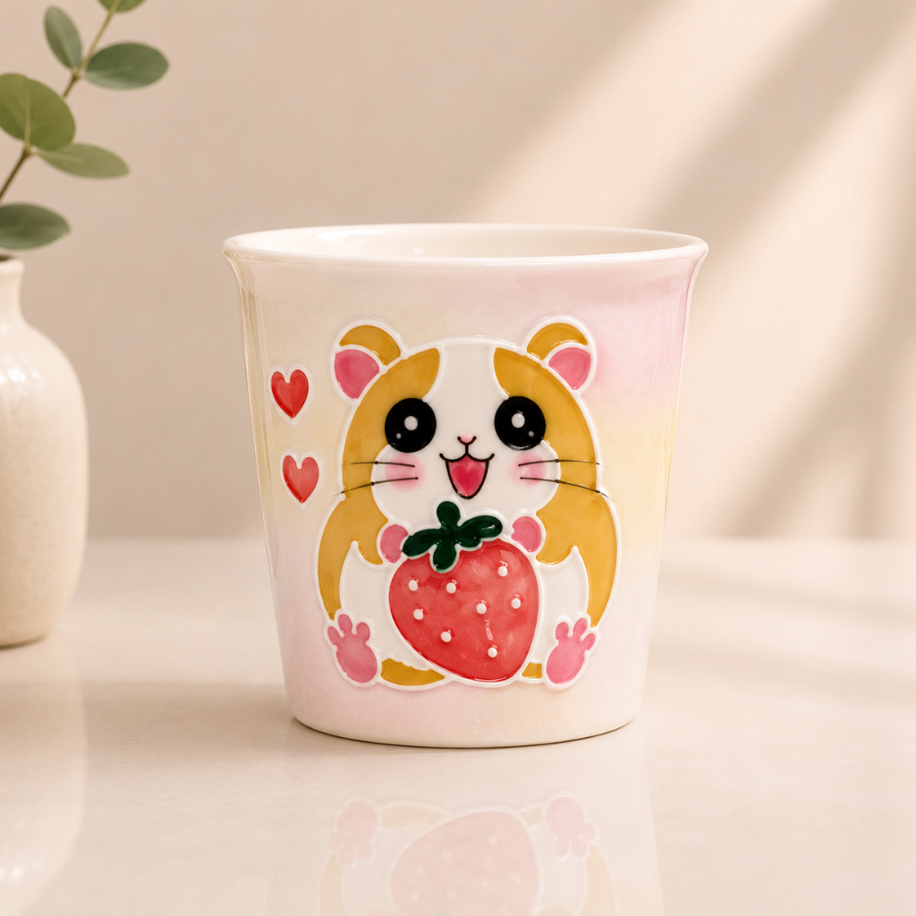Handmade Strawberry Hamster Mini Cup