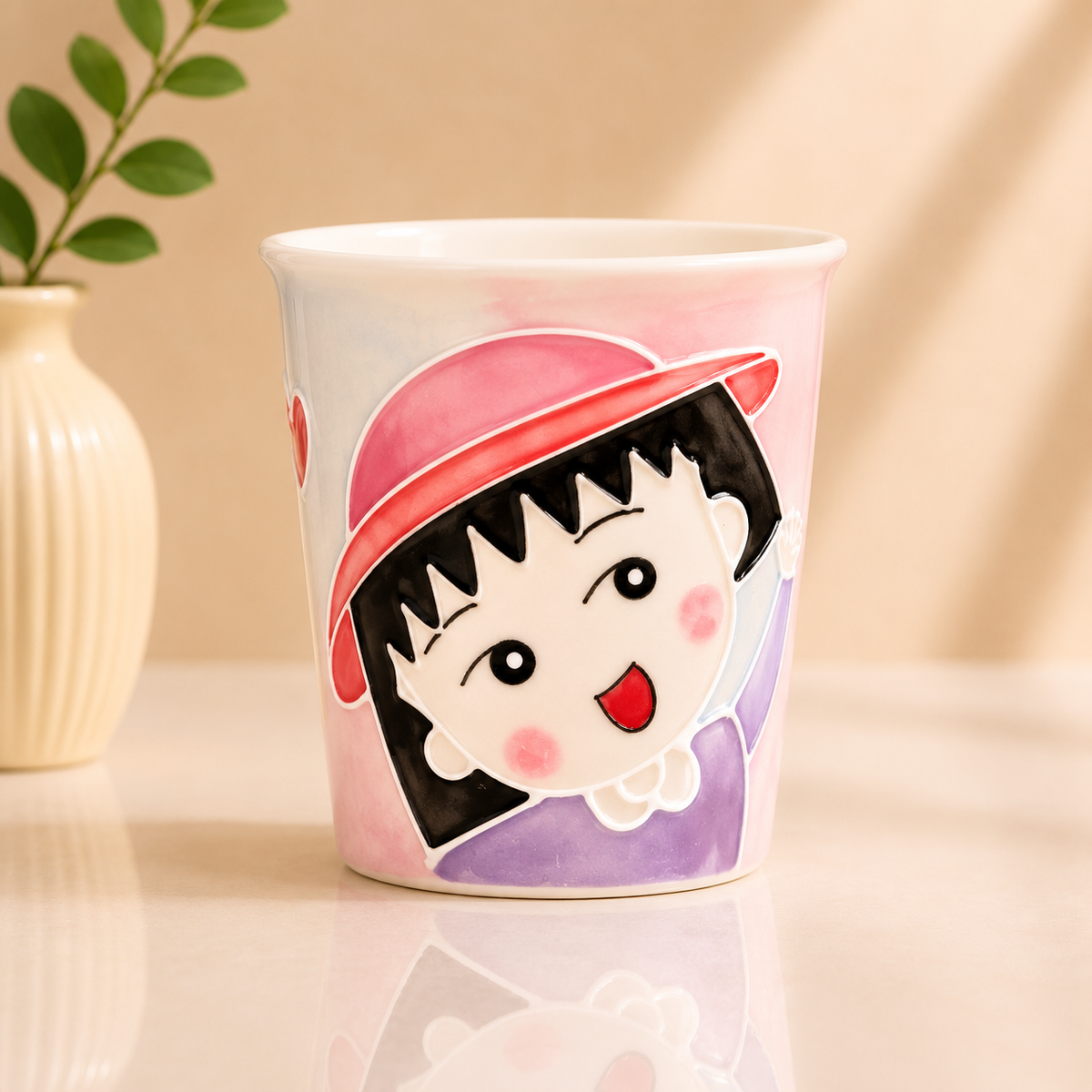 Handmade Maruko Pink Hat Mini Cup