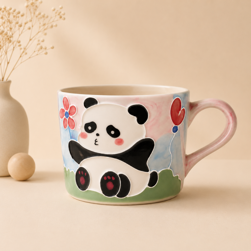 Handmade Panda Mug with Handle
