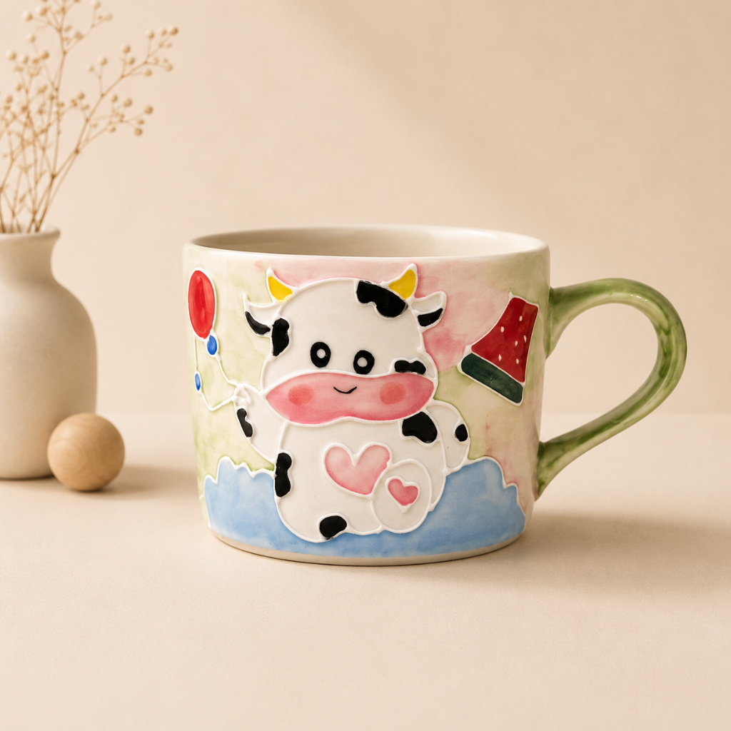 Handmade Cow Mug with Handle