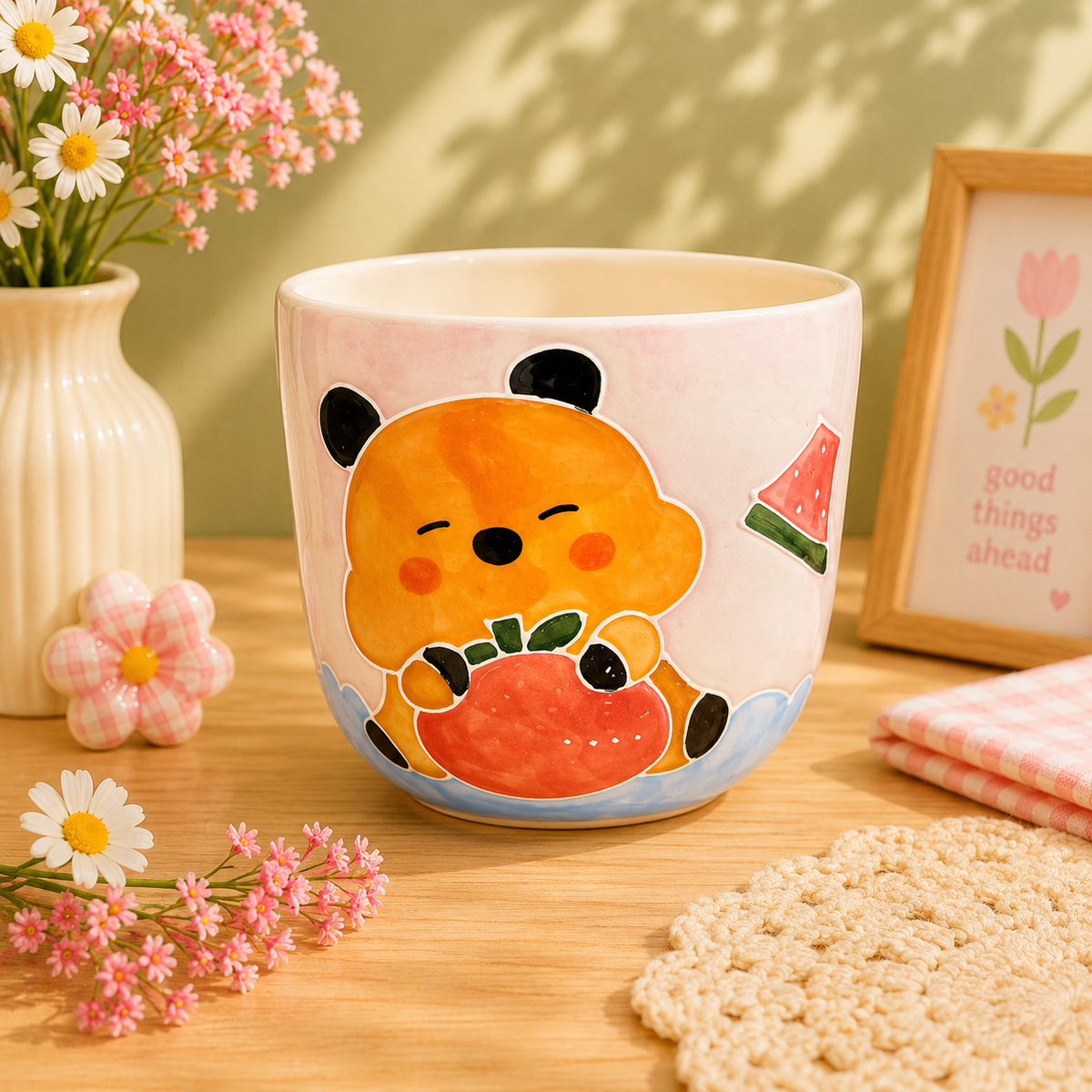 Handmade Strawberry Bear Gourd Cup