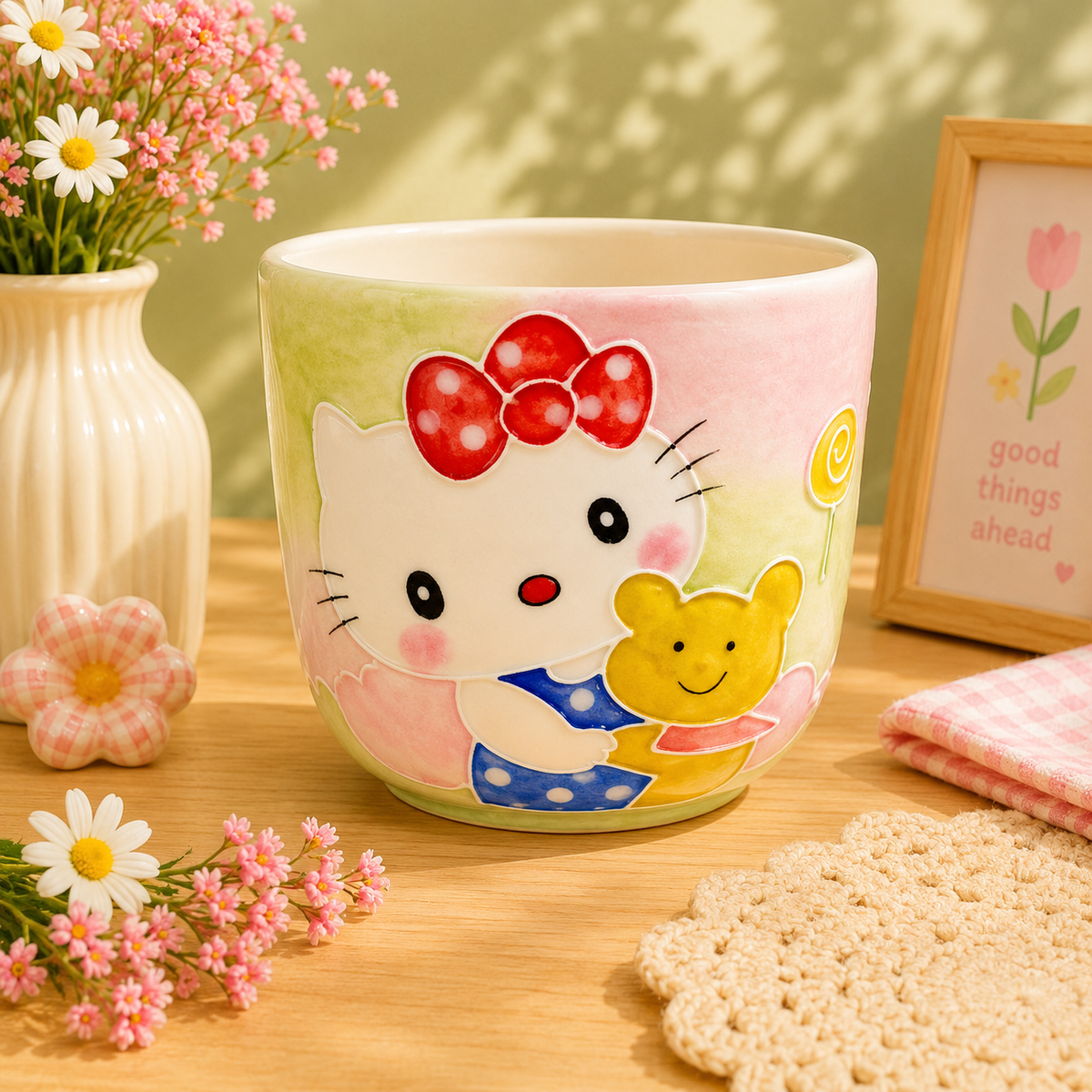 Handmade Hello Kitty & Bunny Gourd Cup