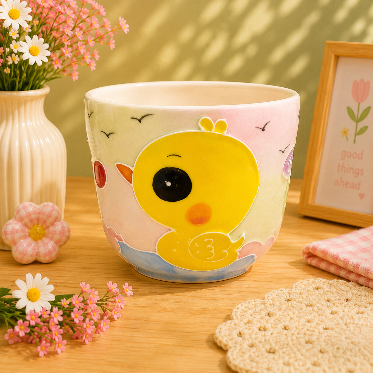 Handmade Winking Duckling Gourd Cup