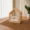 Modern Wooden House Pet Bed with Cushion