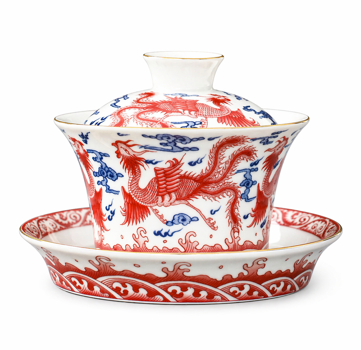 Imperial Dragon Porcelain Gaiwan Tea Set