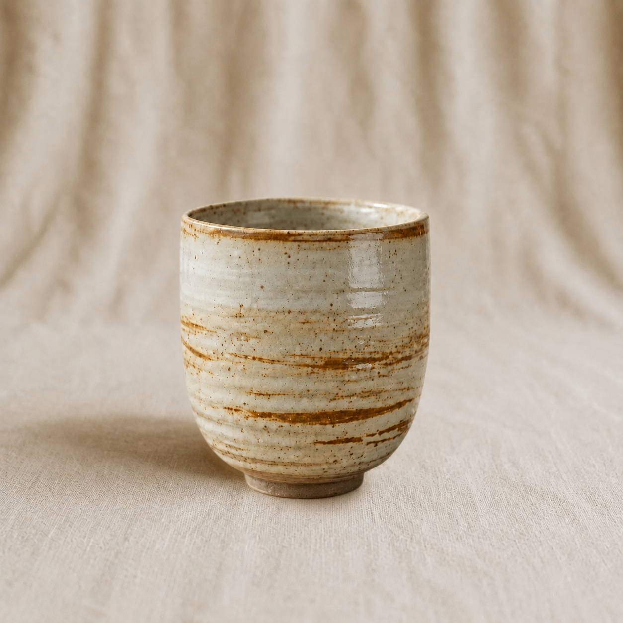 Vintage Handcrafted White with Brown Ceramic