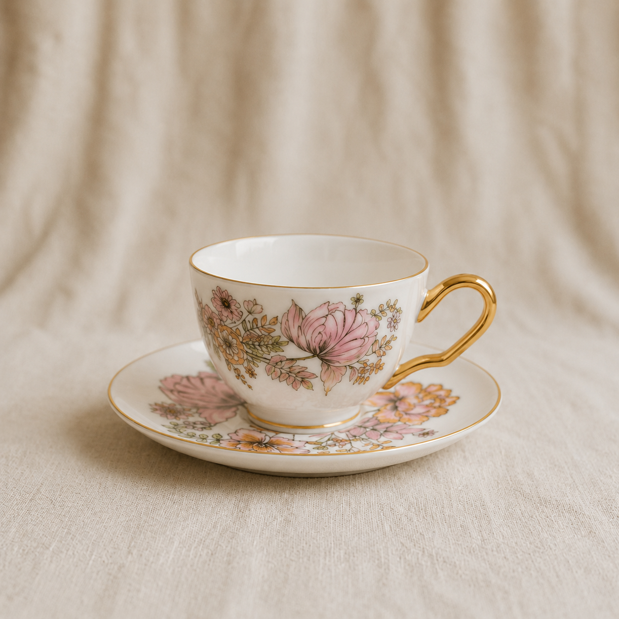 Linen Orchid Coffee Pair Cups Set of 2