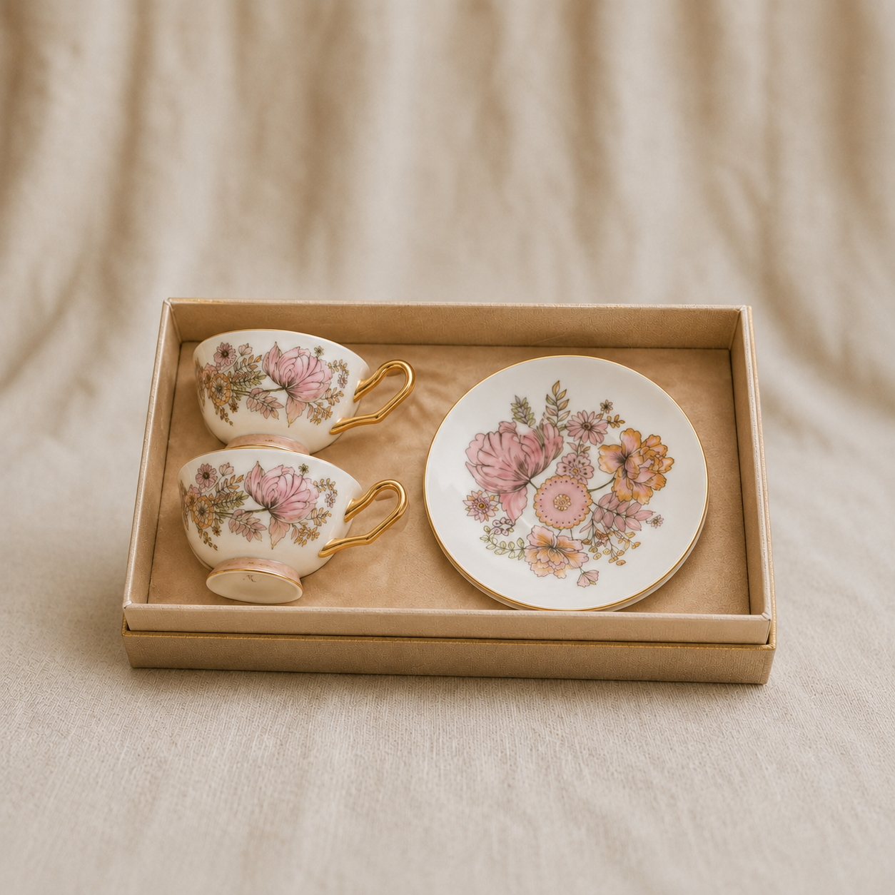 Linen Orchid Coffee Pair Cups Set of 2