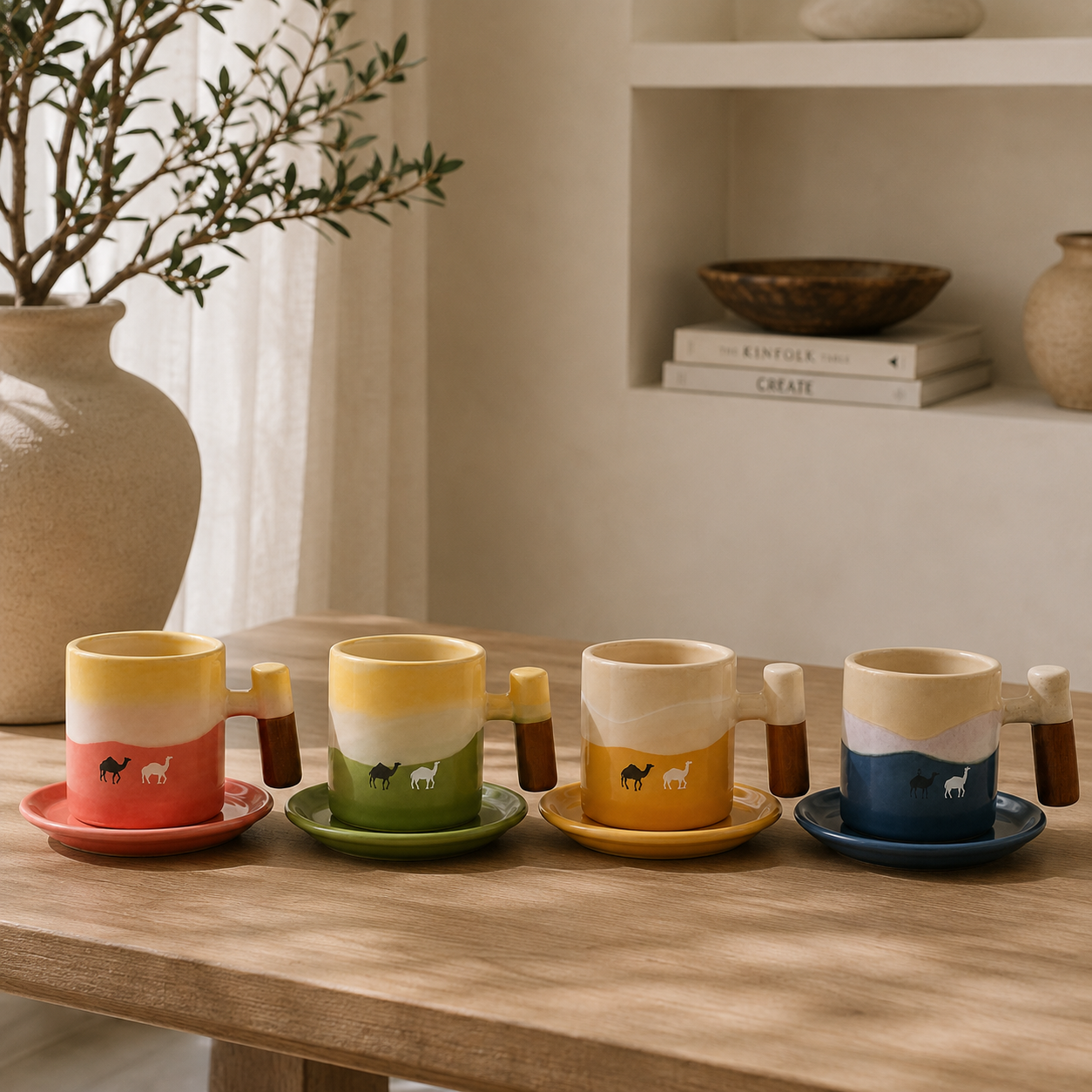 Desert Dune Espresso Cup with Wooden Handle