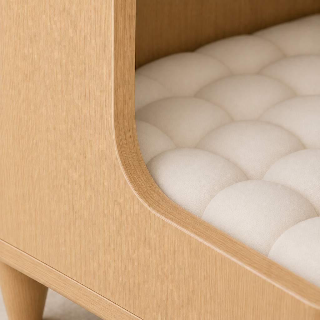 Modern Wooden Pet House Side Table with Cushion
