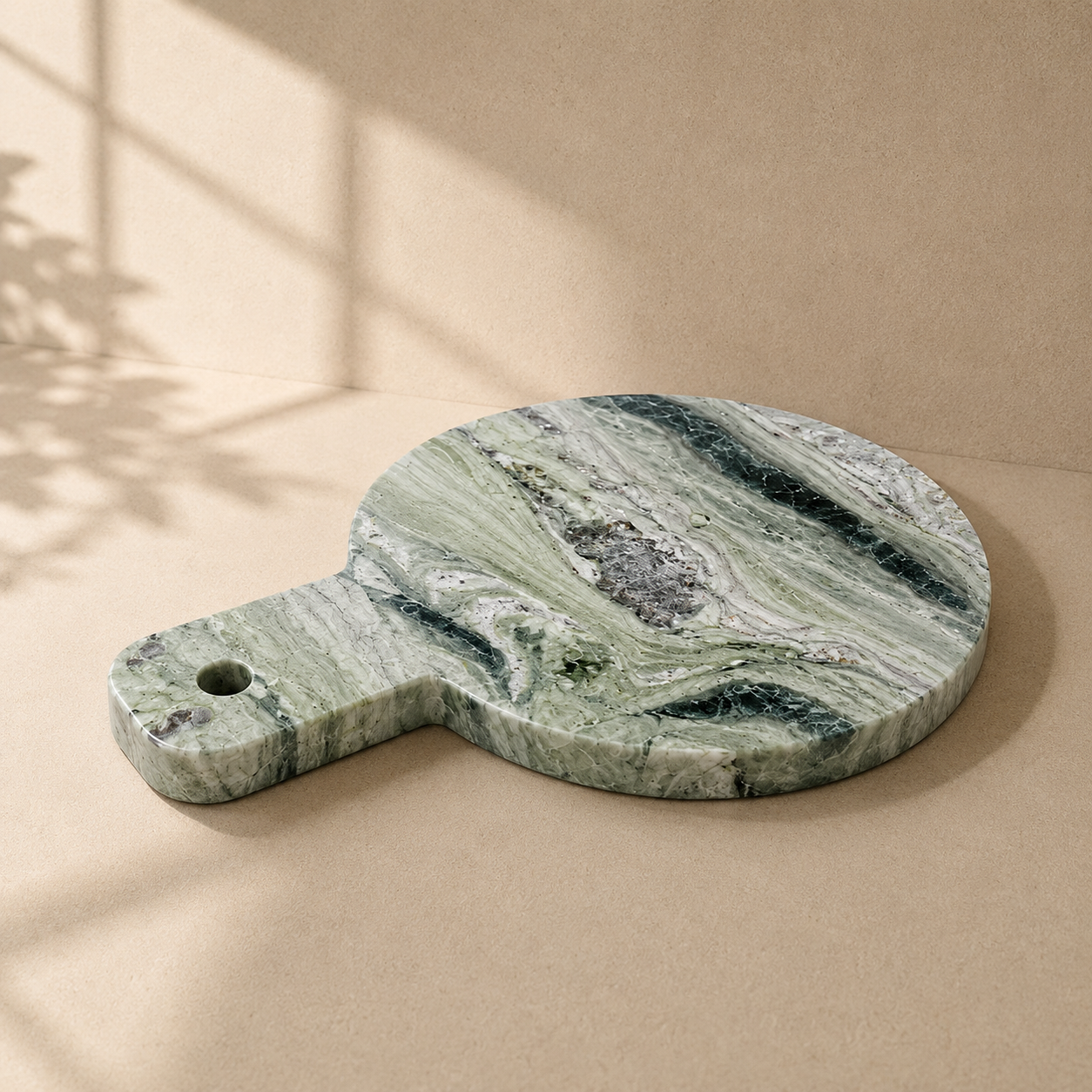 Round Marble Serving Board with Handle (22 cm)