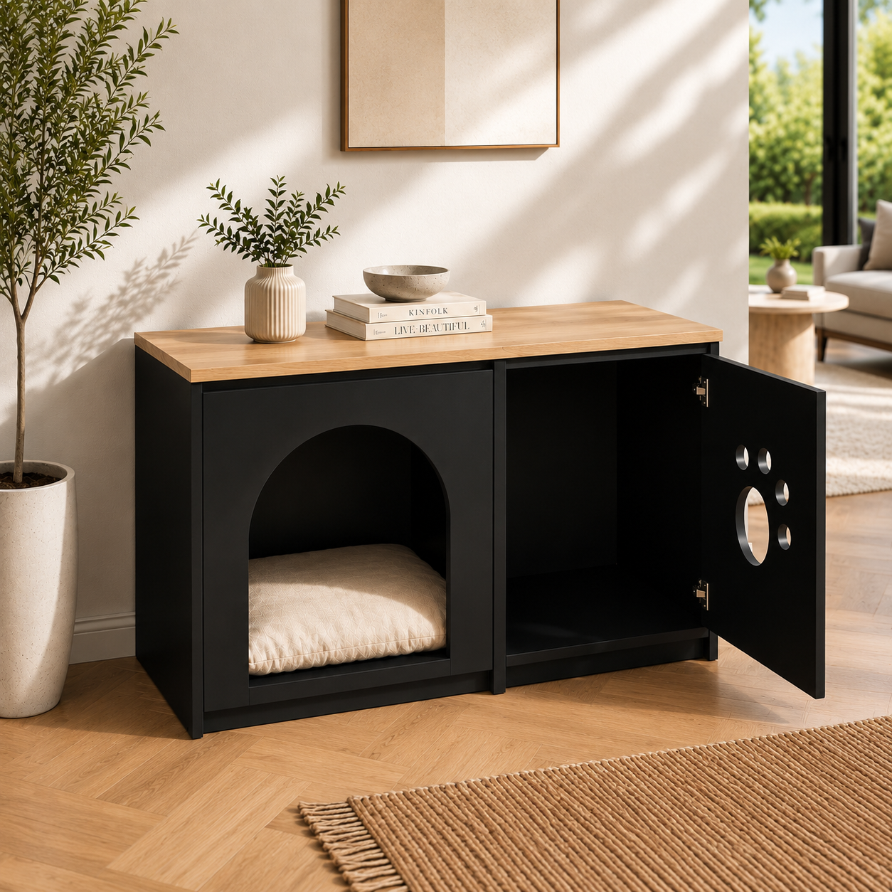 Modern Wooden Pet House Console with Storage
