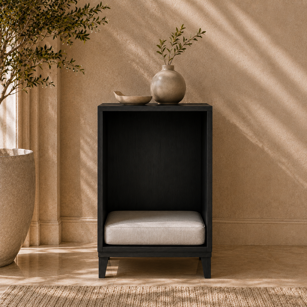Modern Wooden Pet House Side Table with Cushion