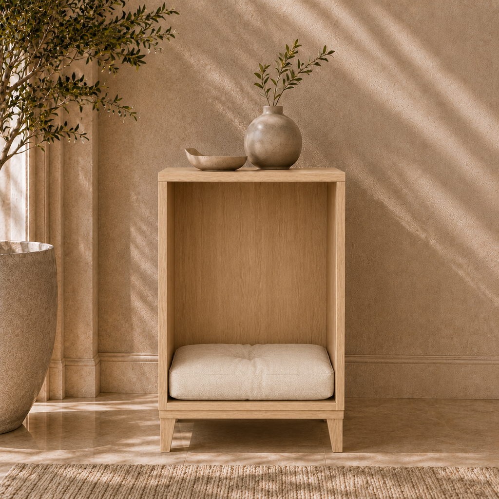 Modern Wooden Pet House Side Table with Cushion