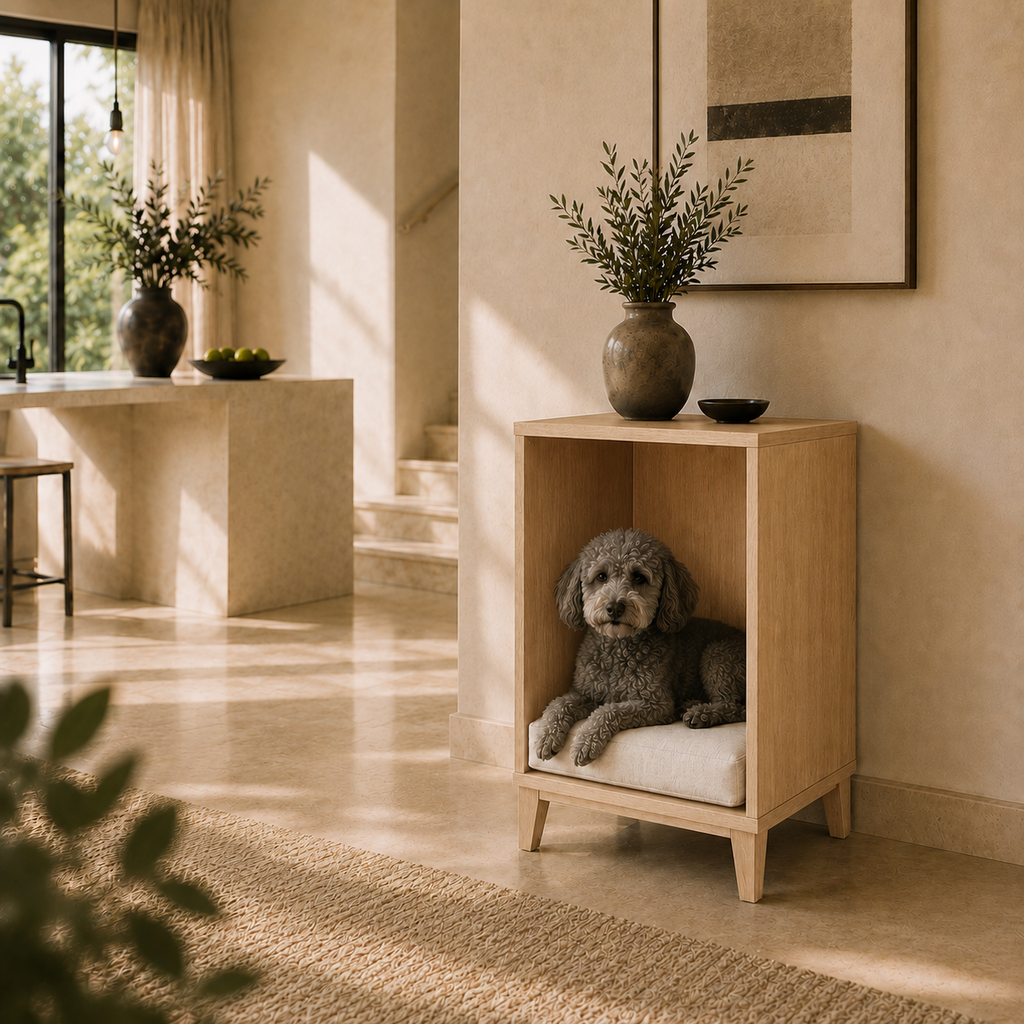 Modern Wooden Pet House Side Table with Cushion