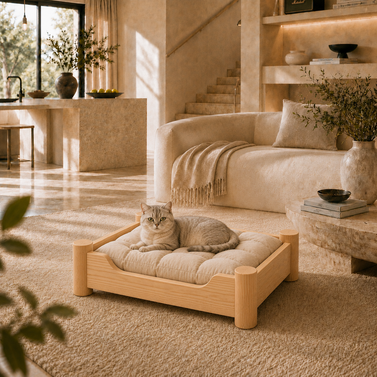 Scandinavian Wooden Pet Bed