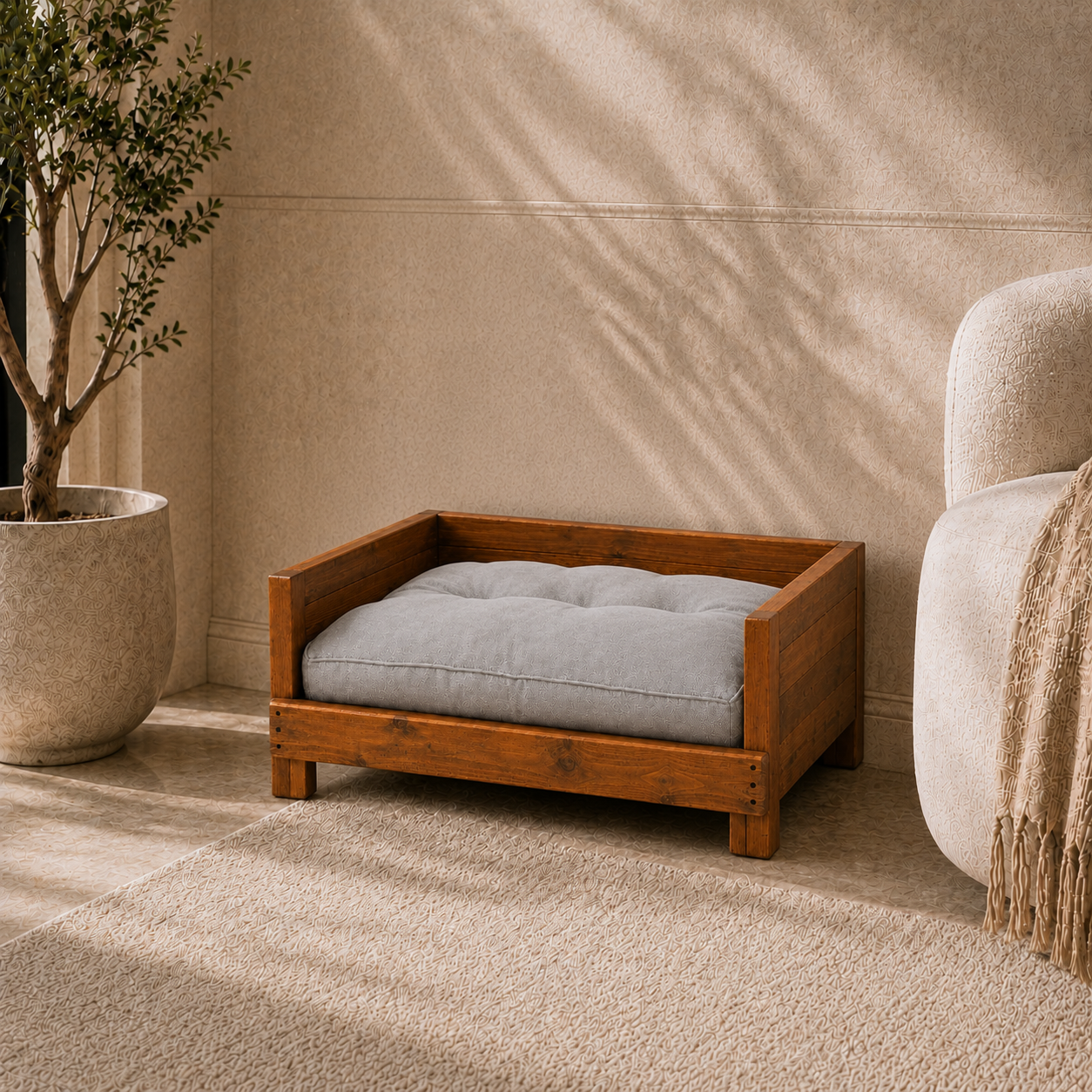 Rustic Wooden Pet Bed