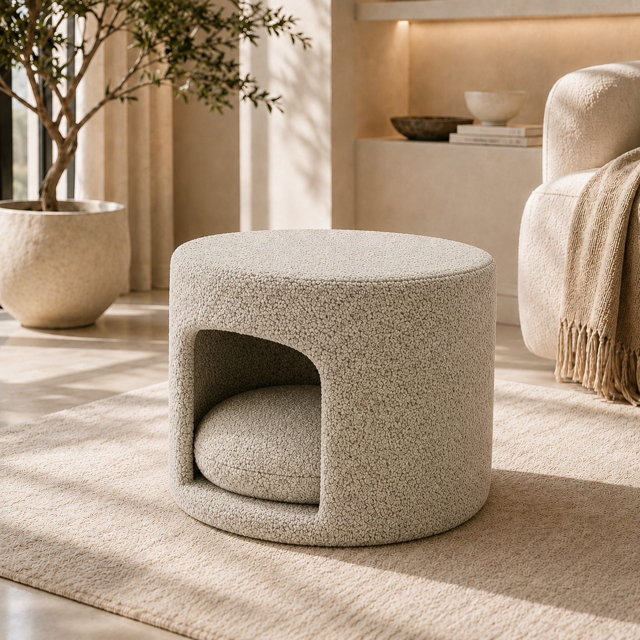 Round Pet Bed & Pouf