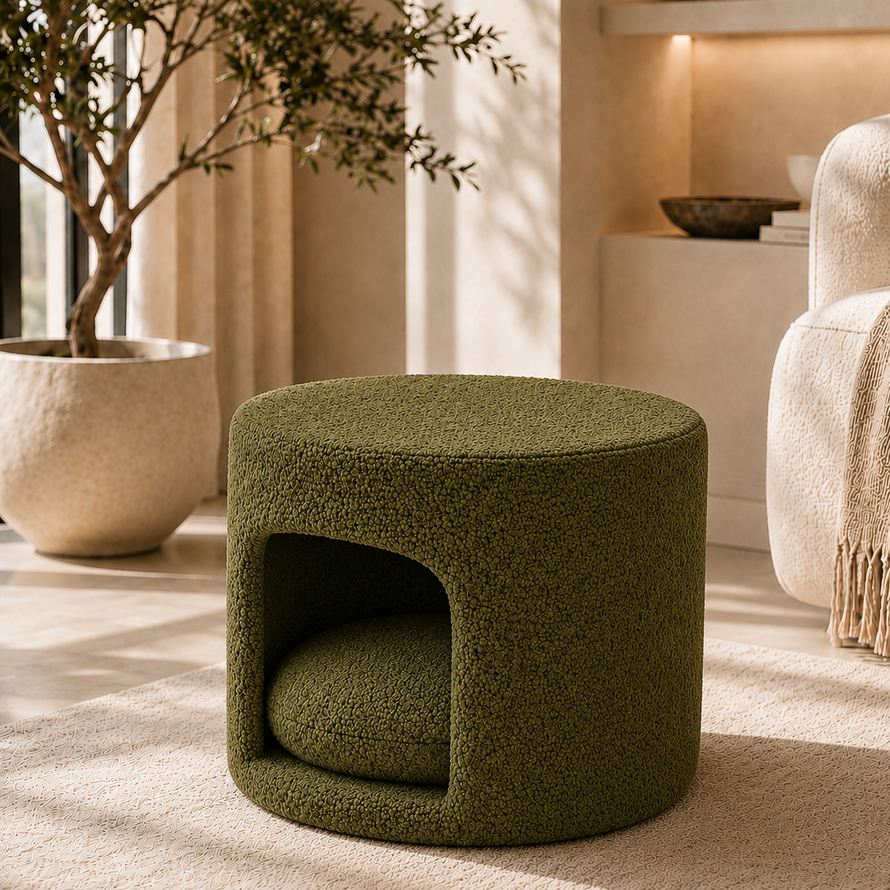 Round Pet Bed & Pouf