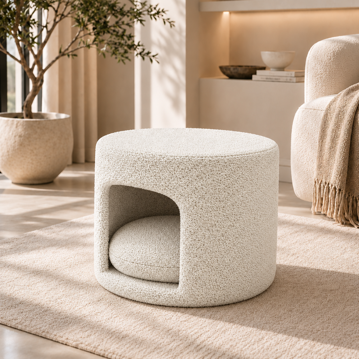 Round Pet Bed & Pouf