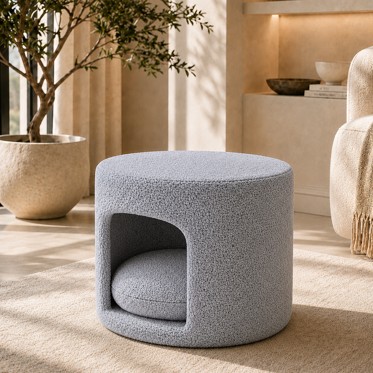 Round Pet Bed & Pouf