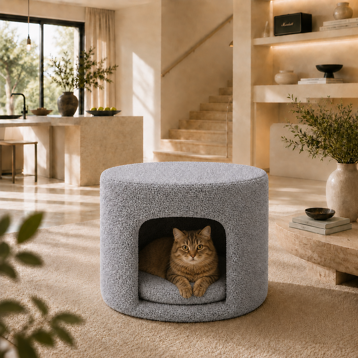 Round Pet Bed & Pouf