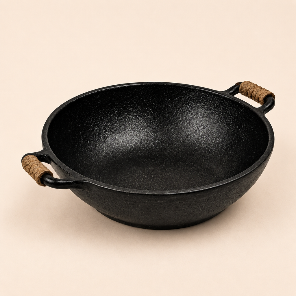 Rustic Deep Ceramic Platter With Rope Handle Black