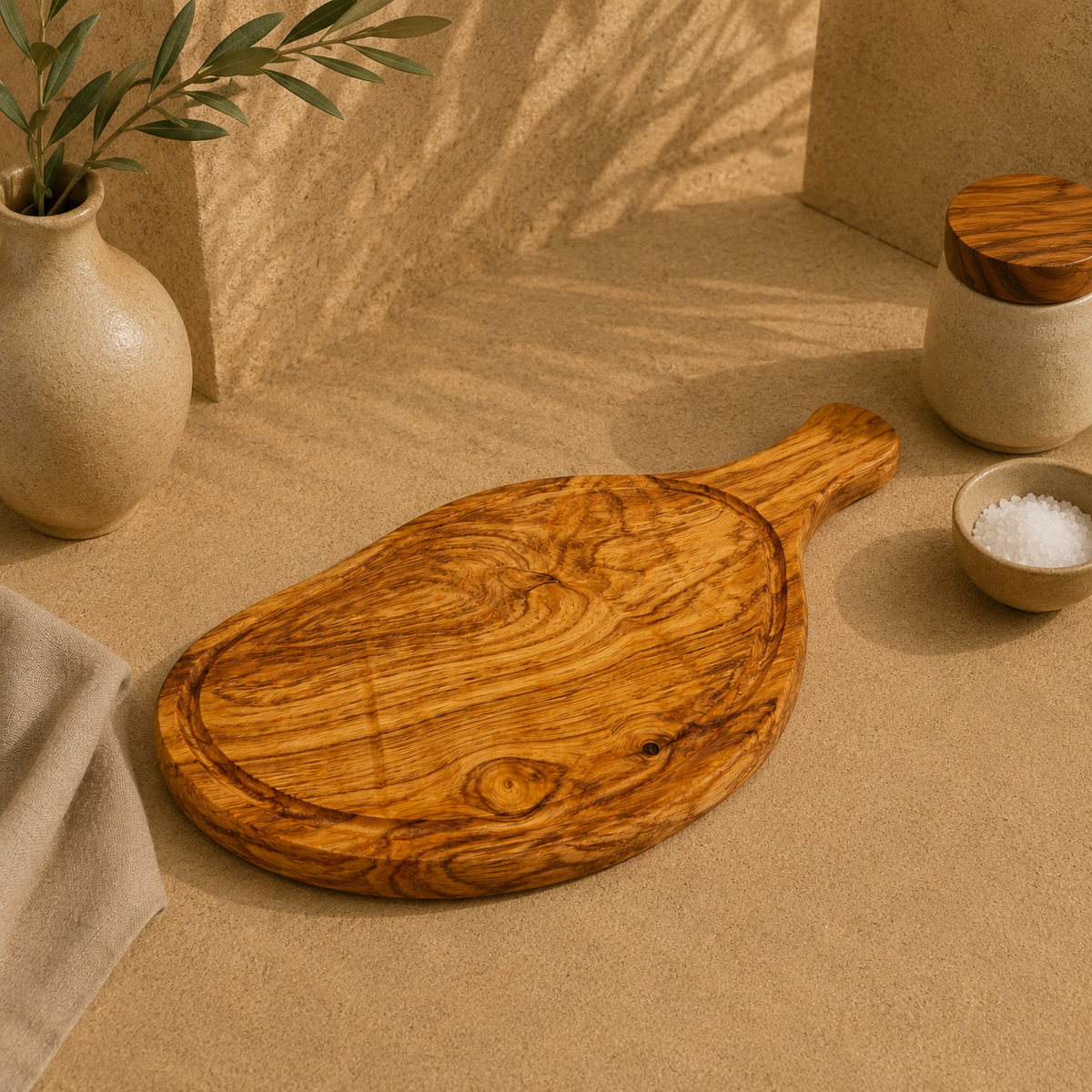 Olive Wood Carving Board With Handle
