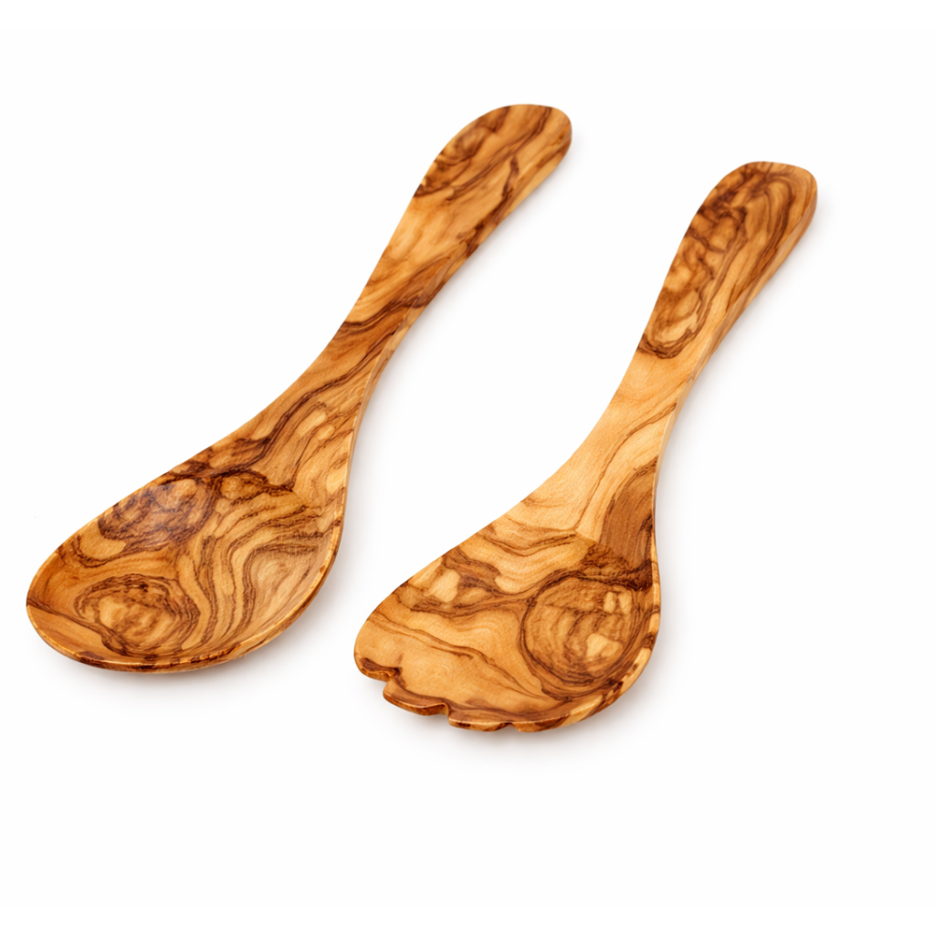 OLIVE WOOD SALAD SERVER (SPOON+FORK) 30CM
