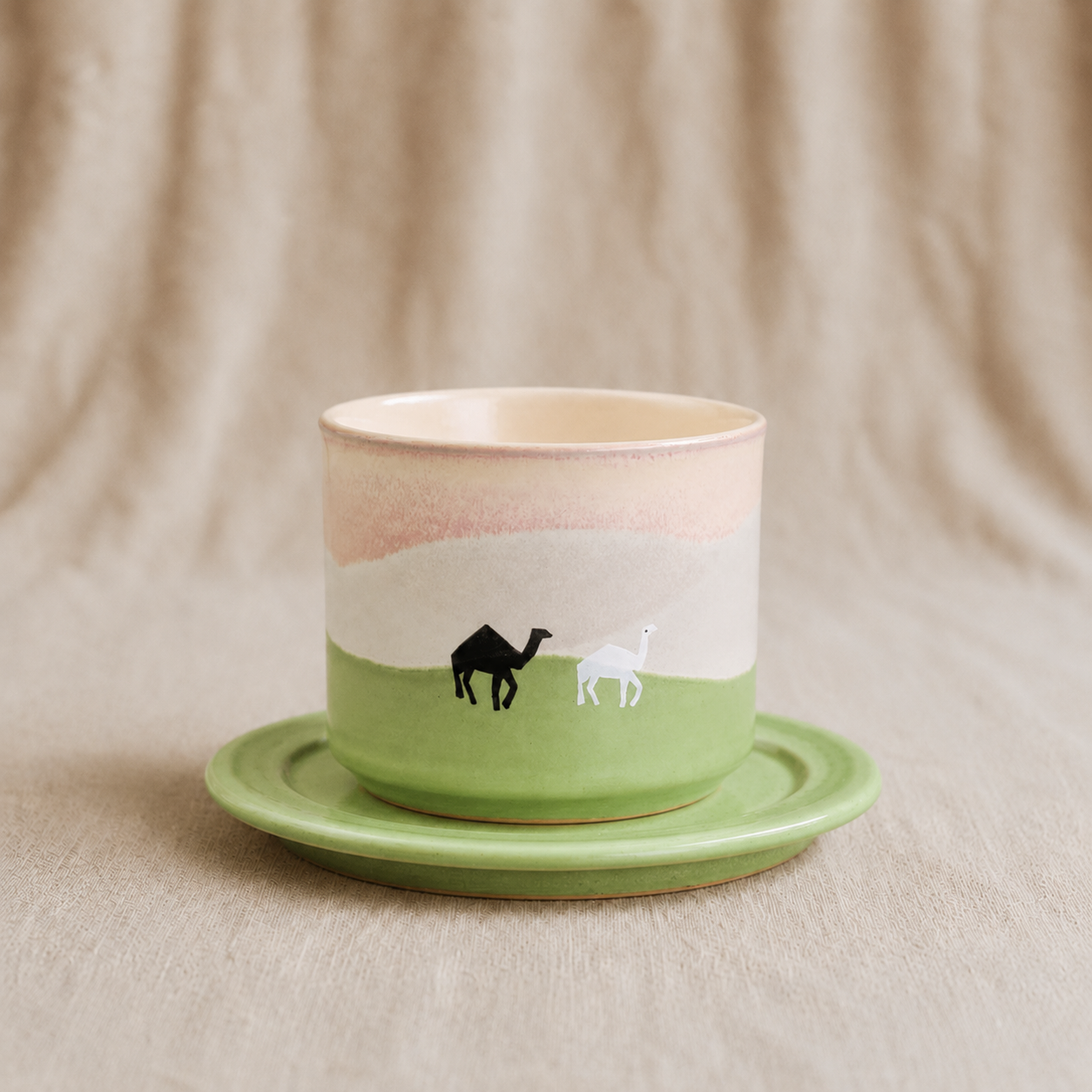 Camel Gradient Ceramic Cup and Saucer Set