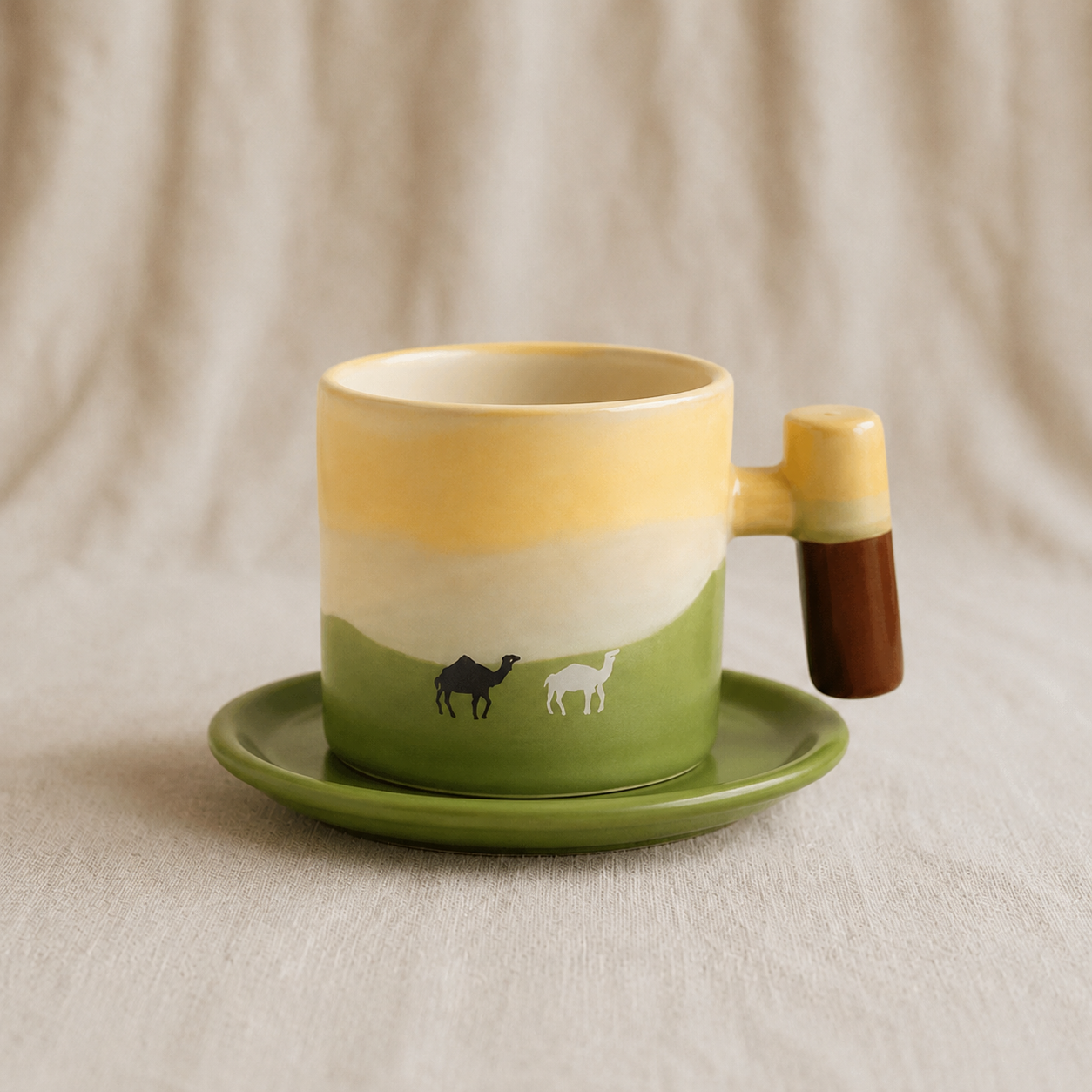 Desert Dune Espresso Cup with Wooden Handle