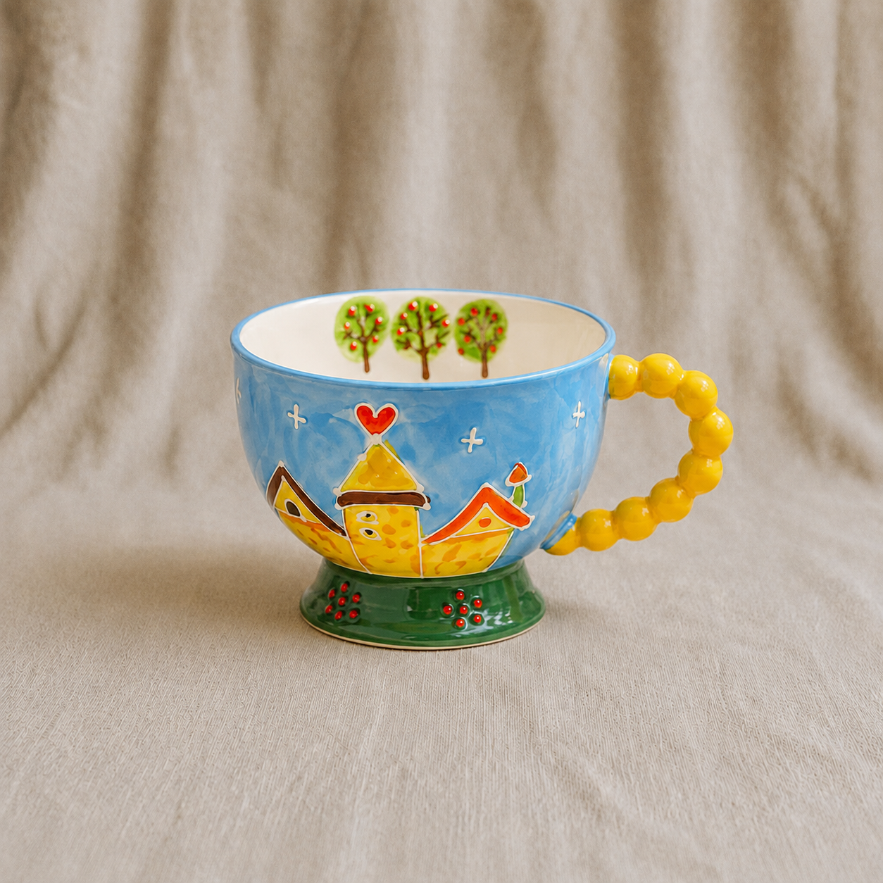 Handmade Blue Castle Breakfast Cup